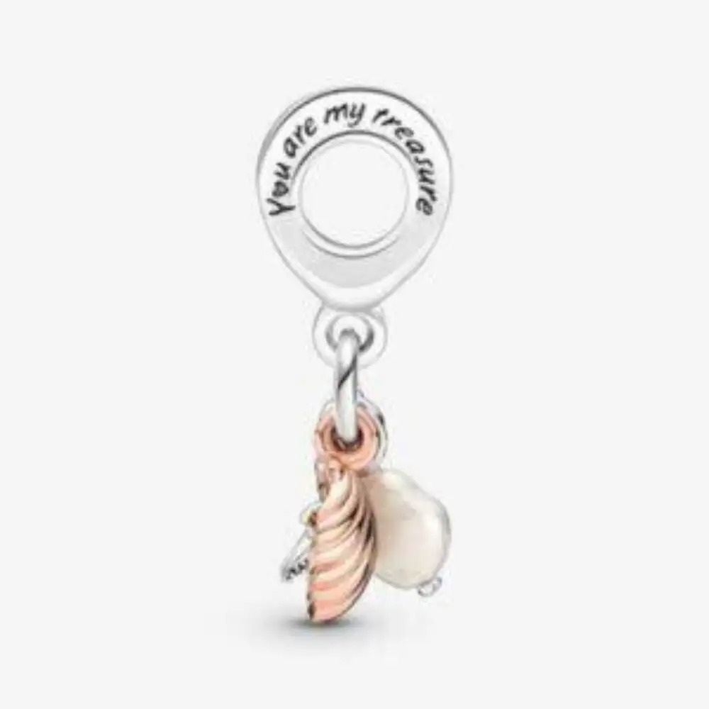 Pandora Freshwater Cultured Pearl, Starfish & Shell Triple Dangle Charm View 4